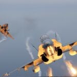 Dos cazas F-18 del Ala 46 con base en Gando durante las maniobras Ocean Sky