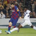Mohammed Salisu con el Real Valladolid frente al Barcelona.