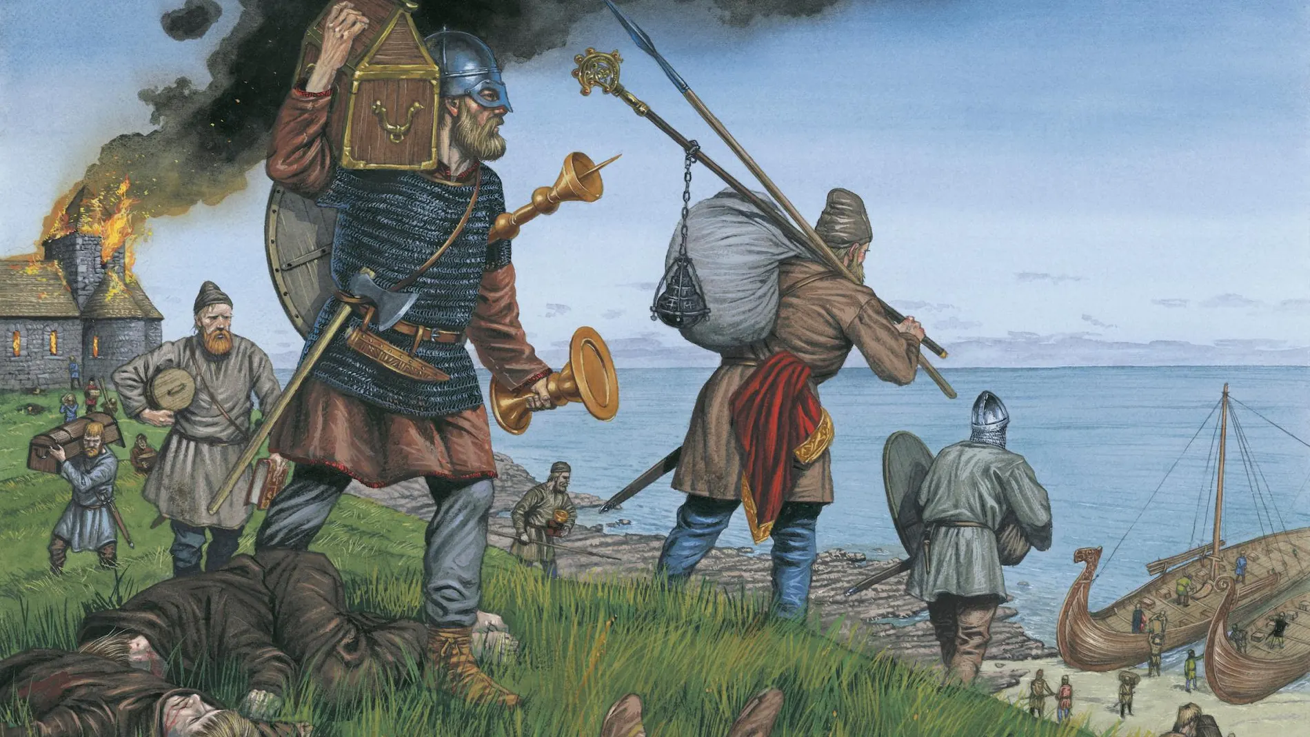 Saqueo vikingo a un monasterio
