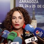 La ministra de Hacienda en funciones, María Jesús Montero, durante la inauguración del XXIX Congreso de Inspectores de Hacienda del Estado, en Zaragoza