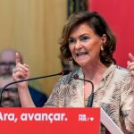 Carmen Calvoen un mitin de precampaña del PSIB en Calvià/Foto: Efe