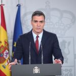 Pedro Sánchez, realiza una declaración institucional en Moncloa/Foto: Ep