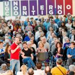 El líder de Podemos, Pablo Iglesias, participó ayer en un encuentro con militantes en el Palacio de Congresos de Oviedo / Foto: Efe