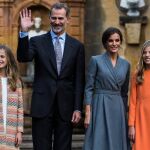 Los Reyes junto a sus hijas, la Princesa Leonor y la Infanta Sofía, a su llegada a Oviedo/Foto. Alberto R. Roldán