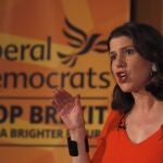 Jo Swinson, la líder de los liberal demócratas, ayer, durante el lanzamiento de su campaña electoral