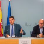 El vicepresidente, portavoz y consejero de Transparencia, Ordenación del Territorio y Acción Exterior, Francisco Igea, y el consejero de la Presidencia, Ángel Ibáñez, comparecen en rueda de prensa para informar sobre el paro convocado en la Administración