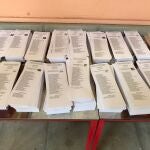 Papeletas en un colegio electoral de Barcelona