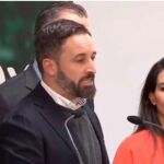 Santiago Abascal durante la rueda de prensa para analizar el resultado electoral
