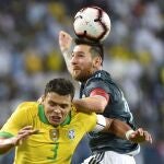 Thiago Silva y Messi, en el amistoso Brasil-Argentina