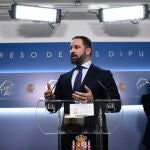 El presidente de Vox, Santiago Abascal, compareció en el Congreso de los Diputados