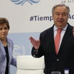 El Secretario general de Naciones Unidas, el portugués Antonio Guterres, junto a la secretaria Ejecutiva de la ONU sobre Cambio Climático, Patricia Espinosa