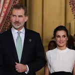 Spanish Kings Felipe VI and Letizia Ortiz during ceremonial reception for COP25 UN Climate Change participants at ZarzuelaPalace in Madrid on Monday, 02 December 2019.