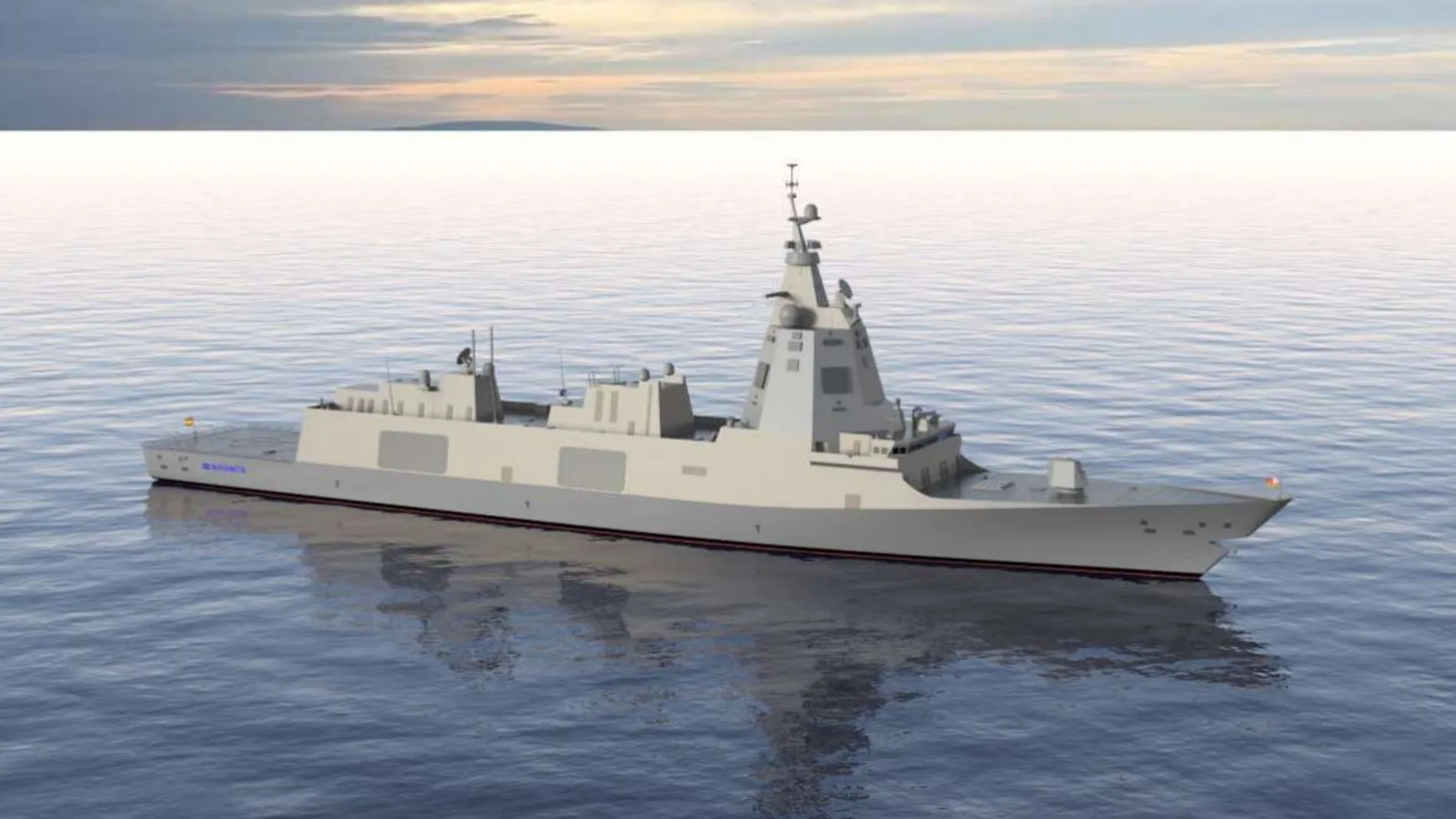Recreación de las fragatas F-110 que va a construir Navantia para la Armada Española