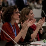 La ministra de Transición Ecológica, Teresa Ribera, en la revisión del preacuerdo en la Cumbre del Clima