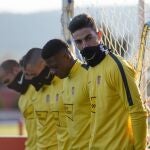 La plantilla del Sporting de Gijón entrenando esta mañana