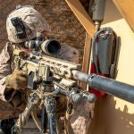 Un marine de EE UU en la embajada del país en Bagdad