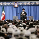 El líder supremo, Ali Jamenei, en su discurso a la nación desde la ciudad de Qom