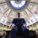 El presidente del Gobierno, Pedro Sánchez, posa para los fotógrafos en el Congreso de los Diputados. AP