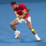 Nadal, durante su partido con Djokovic