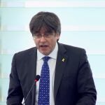 Carles Puigdemont, durante su primera intervención ante el Pleno del Parlamento Europeo el pasado martes