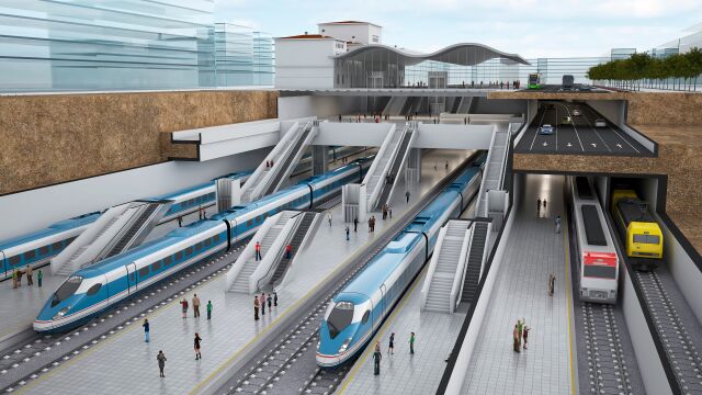 Recreación de la estación de alta velocidad de Vitoria