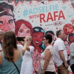 Mural de Rafa Nadal en el Melbourne Park