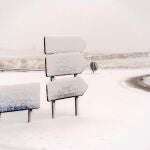 Carretera N-234 a su paso por Teruel, nevada por los efectos del temporal Gloria en Aragón.