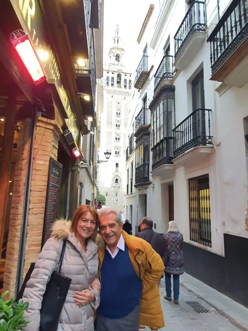 Andrés Pajares y Juani disfrutando de su escapada a Sevilla