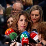 La secretaria general del PSOE-A, Susana Díaz, durante su visita a la Feria Internacional de Turismo (FITUR)Madrid 23-01-2020.-La secretaria general del Psoe en Andalucía, visita la Feria Internacional del Turismo, Fitur.-ÁLEX ZEA.Álex Zea / Europa Press23/01/2020