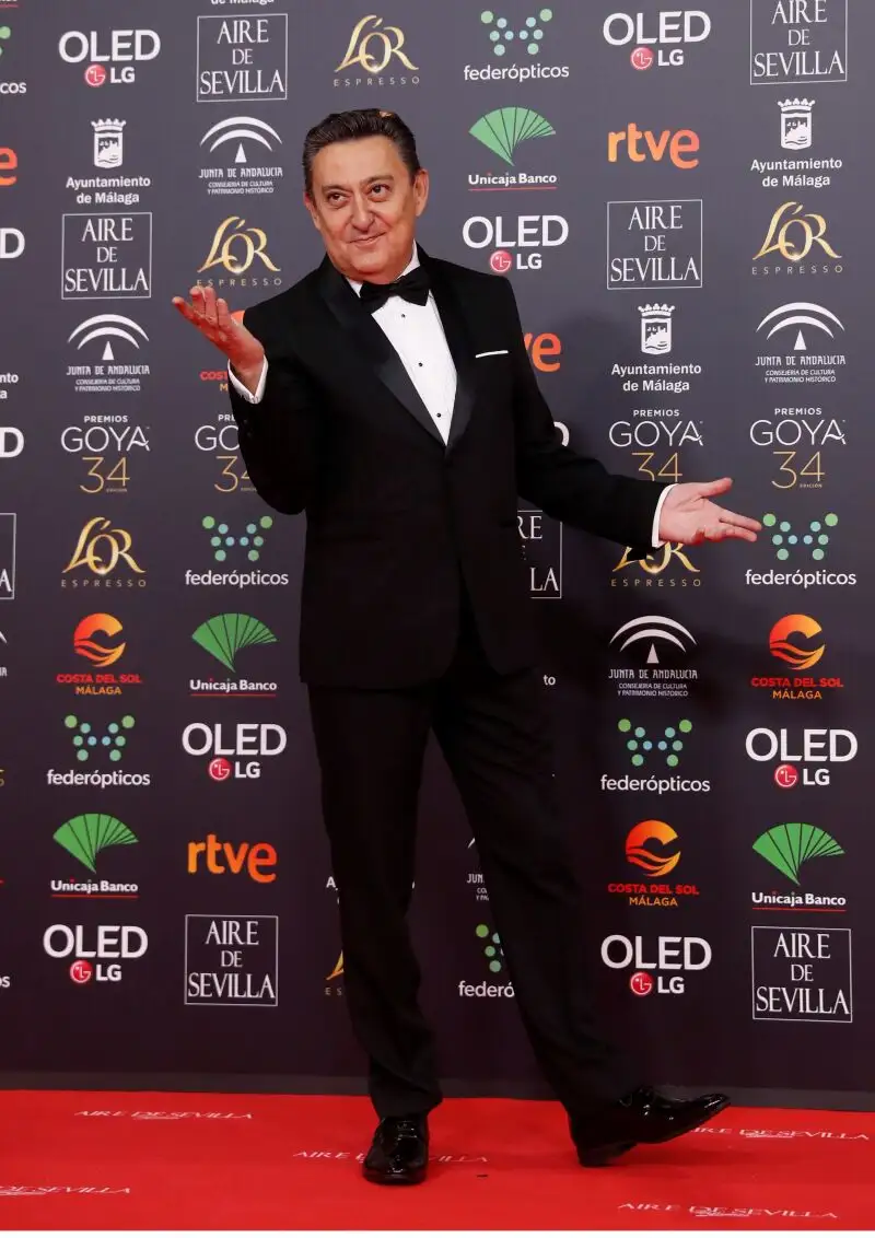 El actor Mariano Peña a su llegada a la entrega de los Premios Goya 2020 que se celebra esta noche en el Palacio de los Deportes José María Martín Carpena de Málaga.