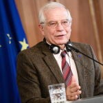 Josep Borrel, durante una conferencia de prensa hoy en Berlín.