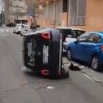 Así quedó el coche, en la calle Ramón y Cajal de Alcorcón