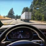 visión del exterior de un coche por la carretera