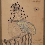 "Dama en el balcón", un dibujo de Federico García Lorca