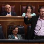 El vicepresidente del Gobierno de Derechos Sociales y Agenda 2030, Pablo Iglesias, responde a las preguntas de la oposición en relación a los casos de abusos a menores en Centros Tutelados de Baleares, durante una sesión de control al Gobierno en el Congreso de los Diputados, Madrid (España), a 19 de febrero de 2020.19 FEBRERO 2020;CONGRESO.Eduardo Parra / Europa Press19/02/2020