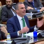 Javier Ortega Smith durante su intervención hoy en el Congreso