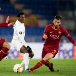 Jonathan David del Genk, en su partido frente a la Roma.