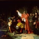 Lienzo del artista español Francisco Jover y Casanova en el que se representa al Cardenal Cisneros liberando a unos prisioneros cristianos tras la conquista de Orán (Argelia)