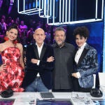 De izda. a dcha., Natalia Jiménez, Javier Llano, Portu y Nina, jurado de "OT2020"