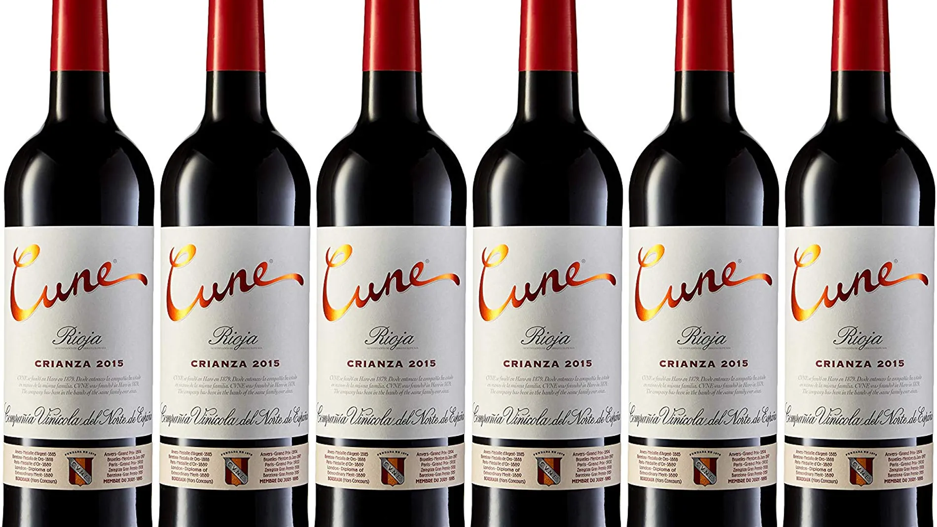 Seis botellas de vino Tinto Cune