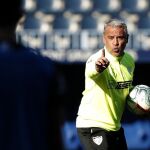 Sergio Pellicer durante un entrenamiento con el Málaga