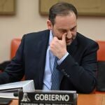 El ministro de Transportes, Movilidad y Agenda Urbana, José Luis Ábalos, durante la comparecencia a petición propia en la comisión del Congreso de su Departamento