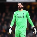 Alisson Becker, durante el partido entre Watford FC y Liverpool