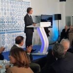 El presidente de la Xunta y candidato del PPdeG a la reelección, Alberto Núñez Feijóo, durante su intervención ayer en Santiago de Compostela / Europa Press
