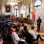 El director del Festival de Cine en Español de Málaga, Juan Antonio Vigar, durante la presentación de dicho festival en su 23 edición, diez días antes de que se decretara el estado de alarma