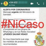 Falso mensaje de Whatsapp sobre el coronavirus