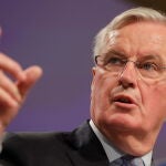 El negociador de la Unión Europea (UE) para la futura relación con el Reino Unido, Michel Barnier, en la rueda de prensa ofrecida este mediodía en Bruselas