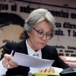 La administradora única de RTVE, Rosa María Mateo, durante su comparecencia en la Comisión Mixta de Control Parlamentario