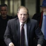 FILE - In this Feb. 20, 2020 file photo, Harvey Weinstein arrives at a Manhattan courthouse for his rape trial in New York. Weinstein was sentenced Wednesday, March 11, to 23 years in prison for rape and sexual assault. (AP Photo/Seth Wenig, File)