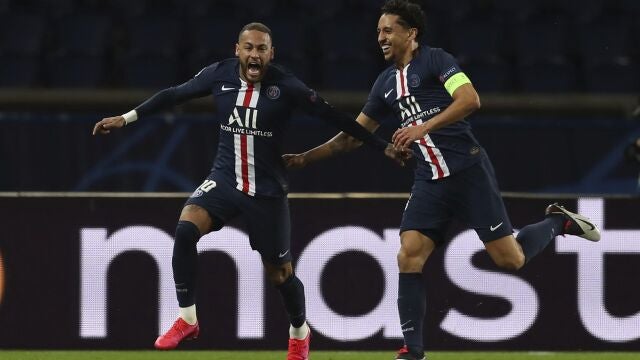 Neymar celebra el primer gol del PSG